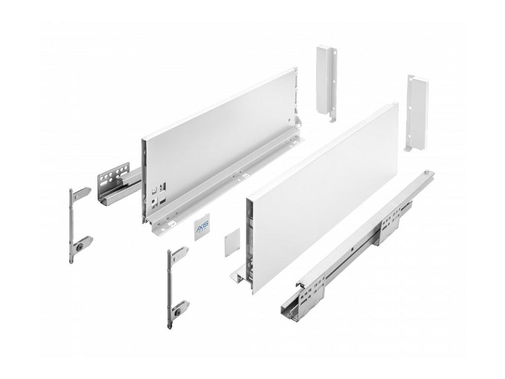 guide per cassetti axispro soft close con spondina bianco c mm168 gtv.png Guide per cassetti Axispro Soft close estrazione totale portata kg.40 con Spondina Bianco C mm.167 varie lunghezze | GTV - immagine 1